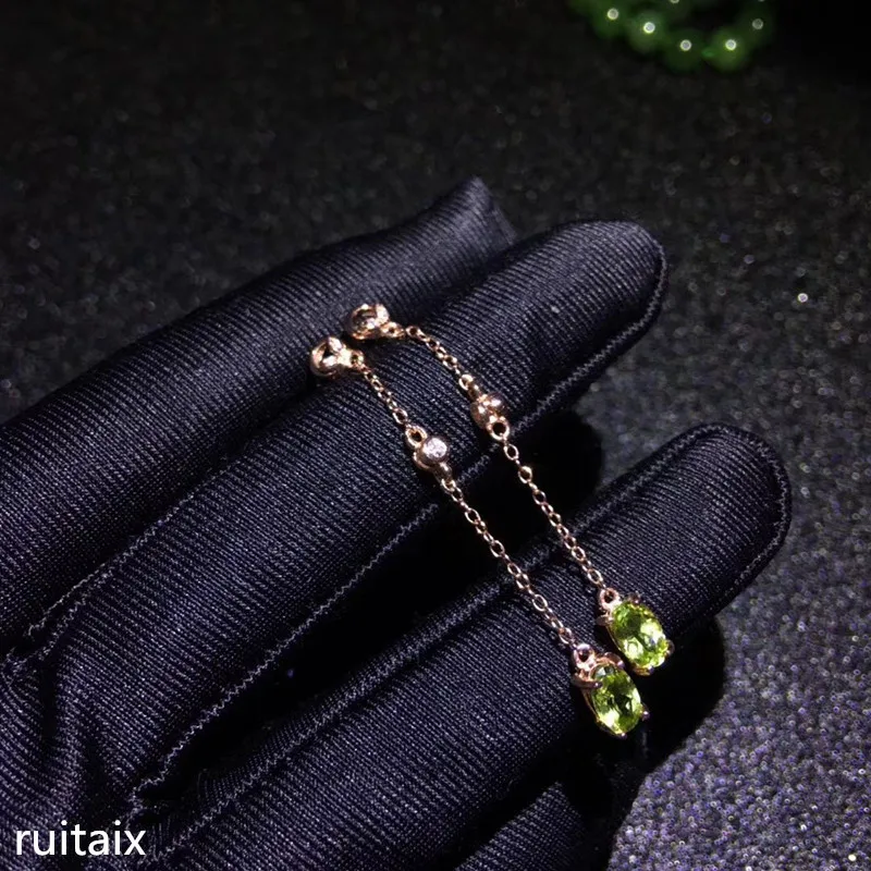 KJJEAXCMY fine jewelry 925 Pure silver inlay natural olive-stone female style eardrop earrings line | Украшения и аксессуары