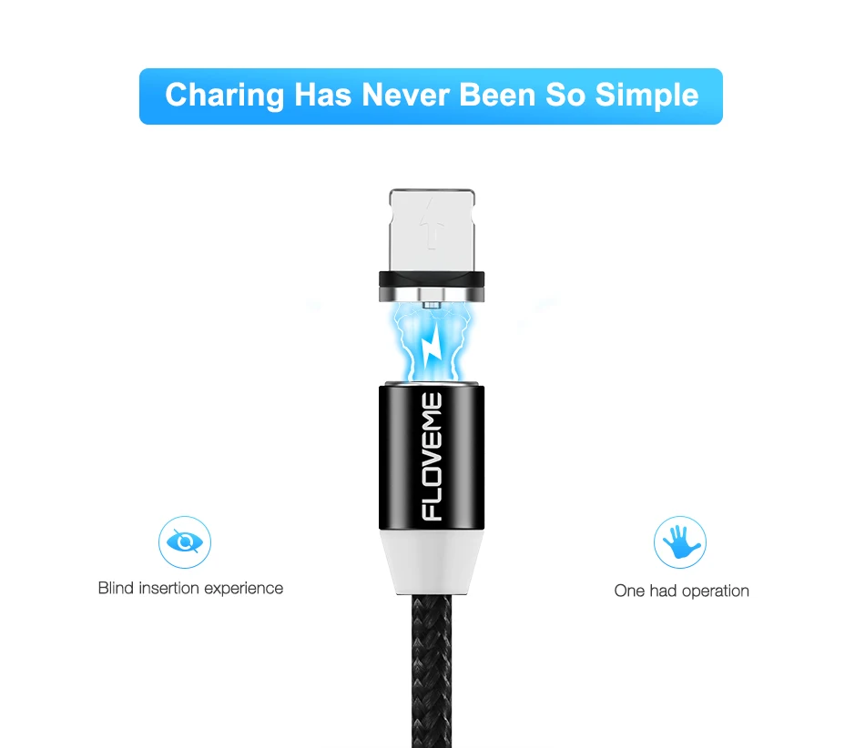 Floveme Магнитный кабель micro Тип USB-C Освещение для iphone Samsung S9 S8 зарядки Плетеный Нейлоновый магнит Зарядное устройство Кабос кабель C