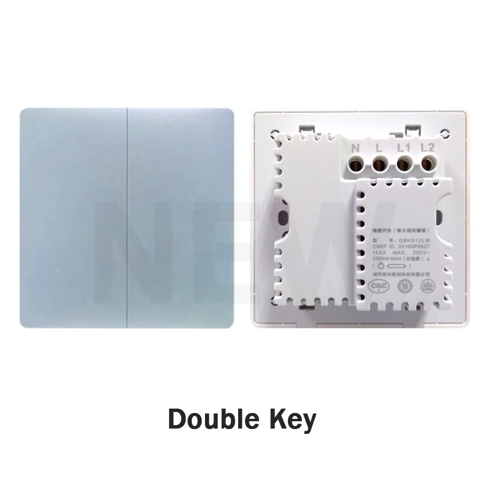 Gray double key Xiaomi Aqara умный дом ZiGBee нейтральный и живой настенный выключатель света управление через смартфон приложение Remote By Mijia APP - Цвет: Gray double key