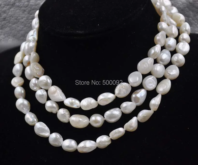 

45" long cultured freshwater Baroque pearl necklace free shipping