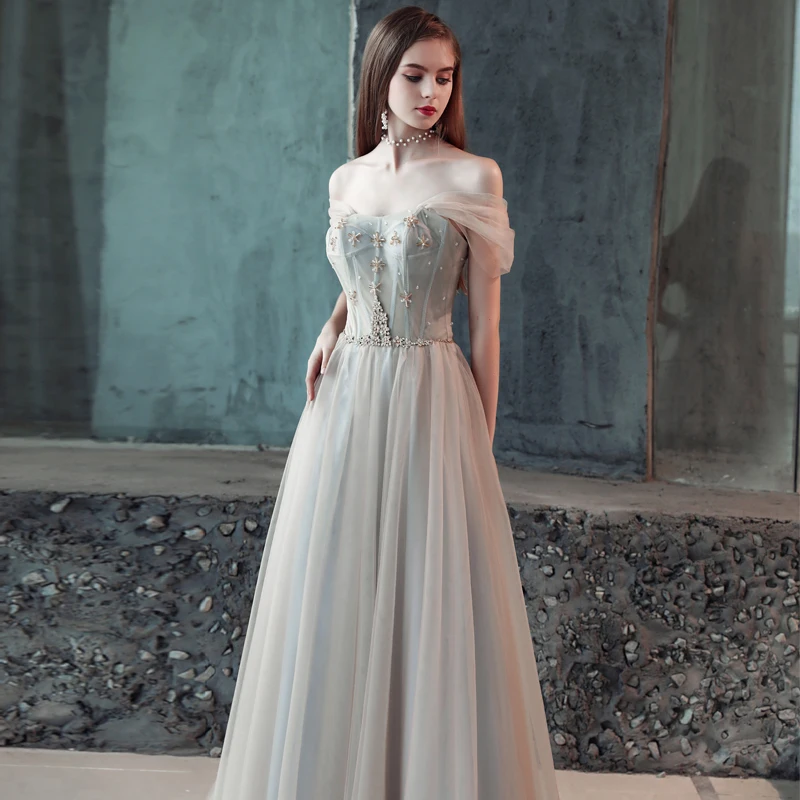 SSYfashion элегантные вечерние платья из тюля на бретелях со шнуровкой сзади в пол Длинные вечерние платья под заказ вечернее платье Robe De Soiree
