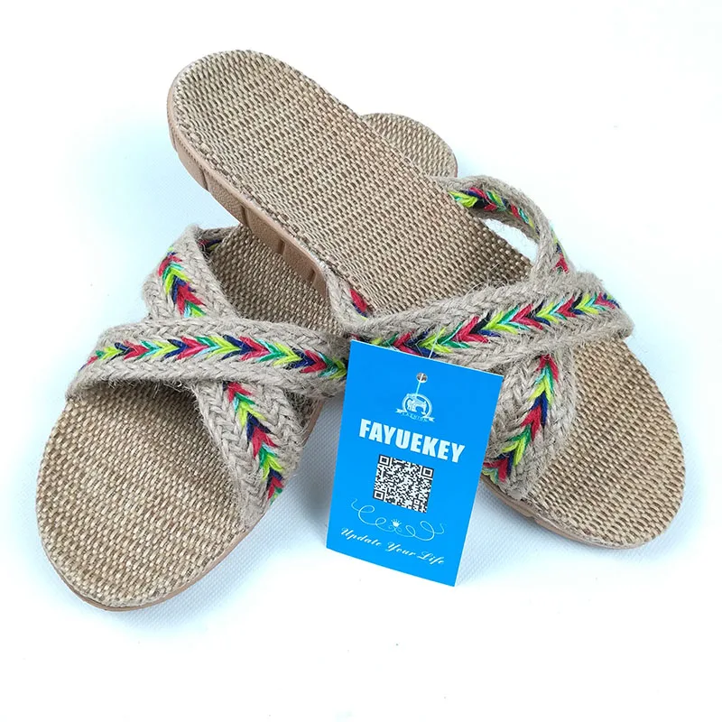 FAYUEKEY/летние домашние льняные Нескользящие дышащие тапочки Женские повседневные