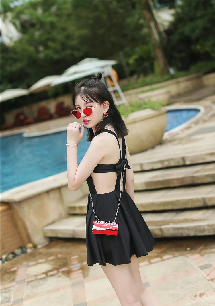 High Neck Beach Dress Female Backless Swimwear Bathing Suit For Women Ruffle Swimsuit Ladies Sexy One Piece Swim Wear Women