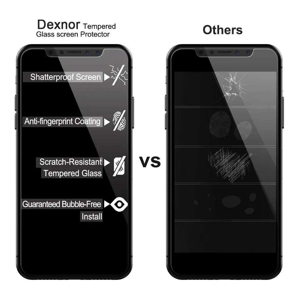 [2 шт.] закаленное стекло премиум класса для iPhone 6 6s 7 8 Plus X Защитная пленка экрана из