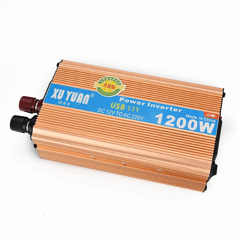 1200 Вт Макс DC 12 В к AC 220 В автомобильный инвертор с usb зарядным портом, чехол из алюминиевого сплава, антиоксидантный