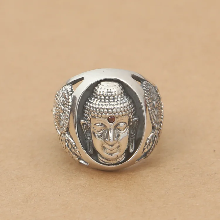 Модное серебряное кольцо S925 пробы шася Мани голова Будды мужское с изображением
