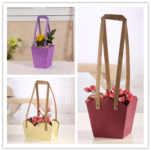 Водонепроницаемые Упаковочные пакеты с цветами крафт бумага ПП плетеные сумки