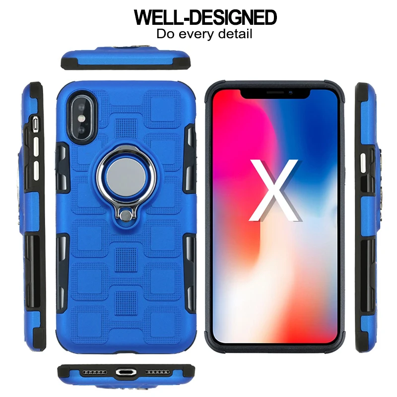 Матовый чехол Roc Joan Ice Feel для IPhone 6 6s Plus/7 8 Plus/X 10 Armor металлическое кольцо