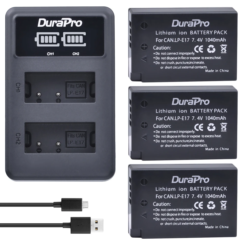 Сменный аккумулятор для Canon LPE17 LP E17 + 3 шт. светодиодный USB зарядное устройство EOS