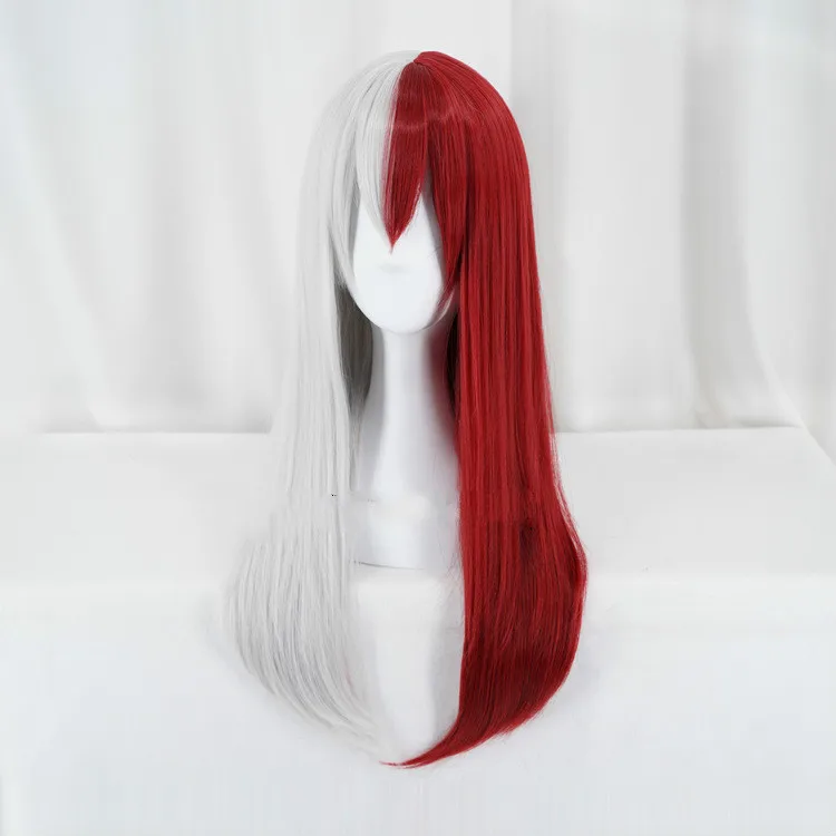 Мой герой Todoroki шото женщин длинный парик для косплея костюм Boku без красный белый