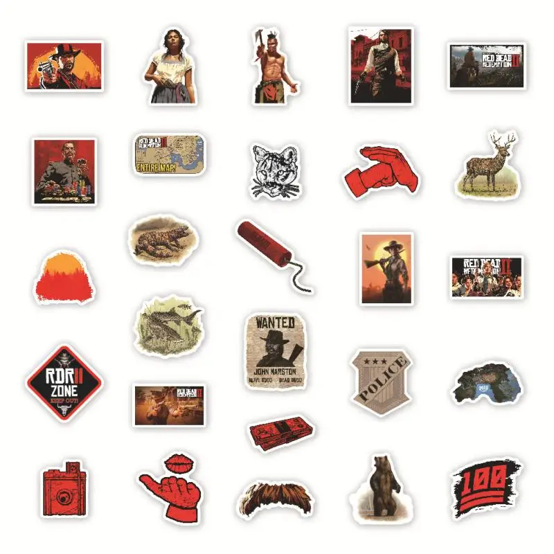 54 шт./лот граффити наклейка s Red Dead Redemption классные наклейки из игры Скрапбукинг гитара мото скейтборд ПВХ водонепроницаемая наклейка
