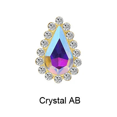 crystalAB Капля форма 8x13 мм пришить носороги Золотая основа Блестящий Кристалл страз камни не горячей фиксации Швейные Стразы для одежды дизайн - Цвет: crystalAB