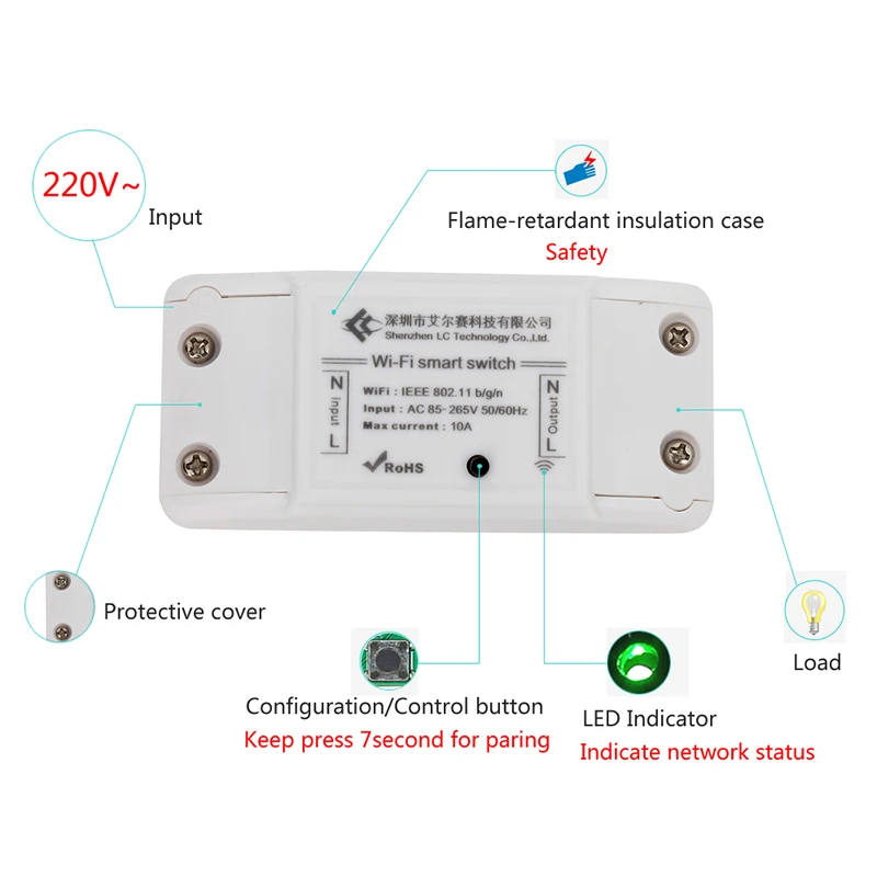 AC 220 В выключатель питания беспроводной контроллер wifi реле wifi Реле Переключатель/wifi беспроводной умный переключатель модуль для DIY дома