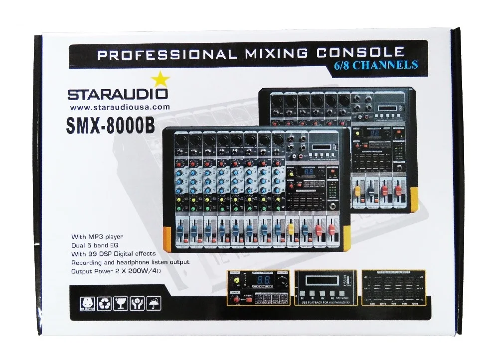 Staraudio smx 8000b 8ch 3000 Вт Усилители домашние микшера DJ этап КТВ микшерный пульт w/MP3 Bluetooth