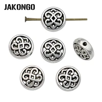 jakongo round flower spacer beads antique silver plated loose beads for jewelry making bracelet diy handmade craft 15pcs