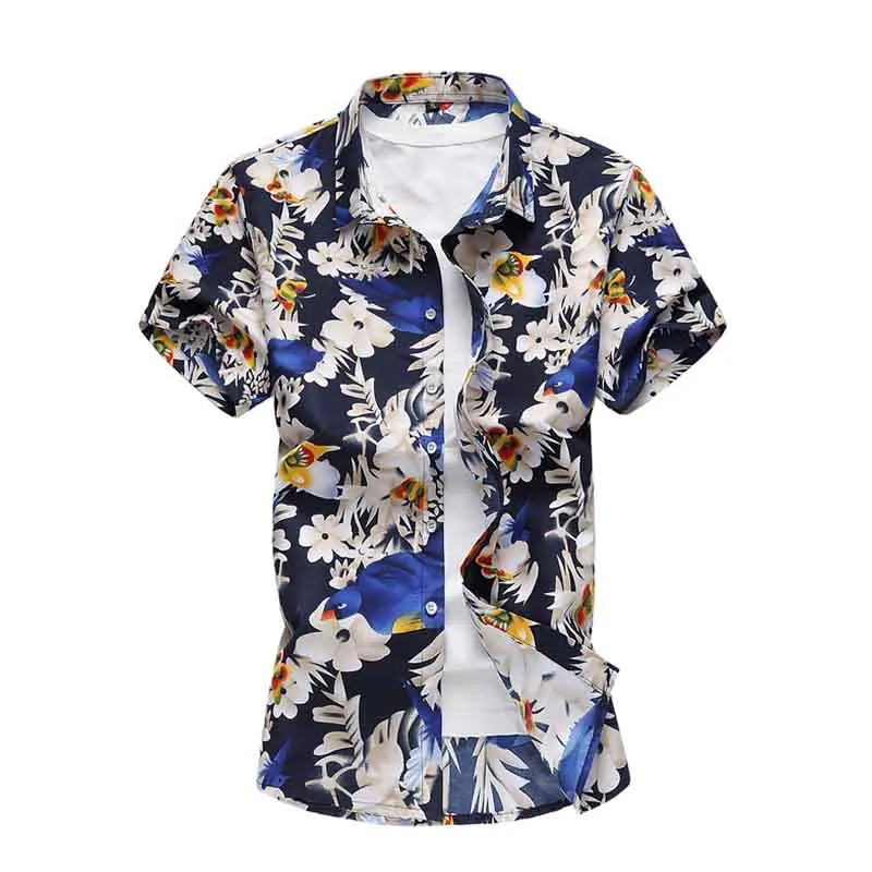 Мужские рубашки размера плюс 4XL 5XL 6XL 7XL, летняя мужская одежда с коротким рукавом, дизайнерские рубашки с цветочным принтом для отдыха, отдыха, пляжа, Гавайских рубашек - Цвет: 5305