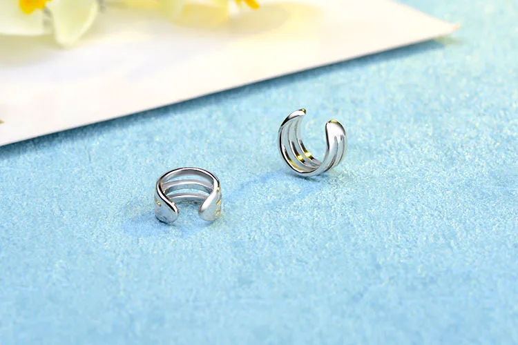 Гипоаллергенно 925 стерлингового серебра Многослойные серьги-манжеты для женщин Мода девушка без серьги в стиле пирсинга ювелирные изделия