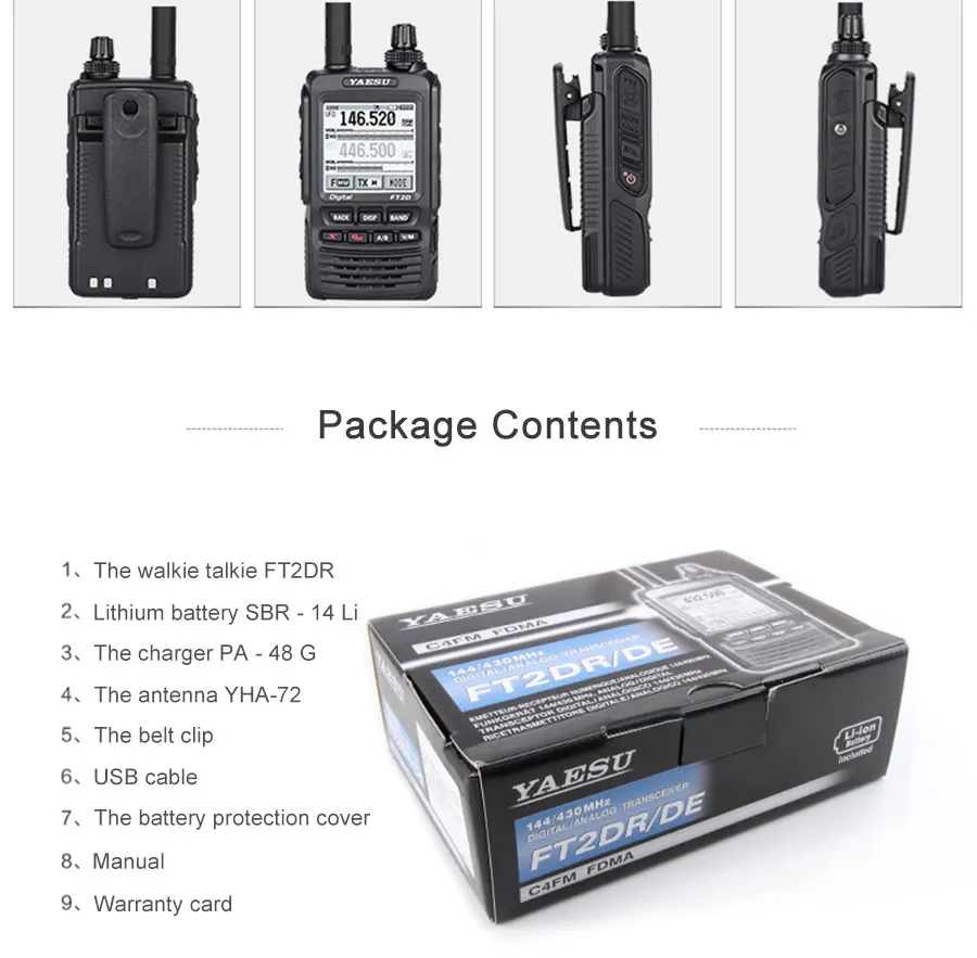Общие рации для YAESU FT2DR двухдиапазонный 140-174/420-470 МГц FM Ham двухсторонний радиоприемопередатчик YAESU FT2RD Walkie Talkie