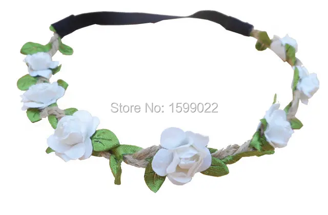 Белая Цветочная Корона Свадебная повязка для волос &quotКонопля&quot эластичная