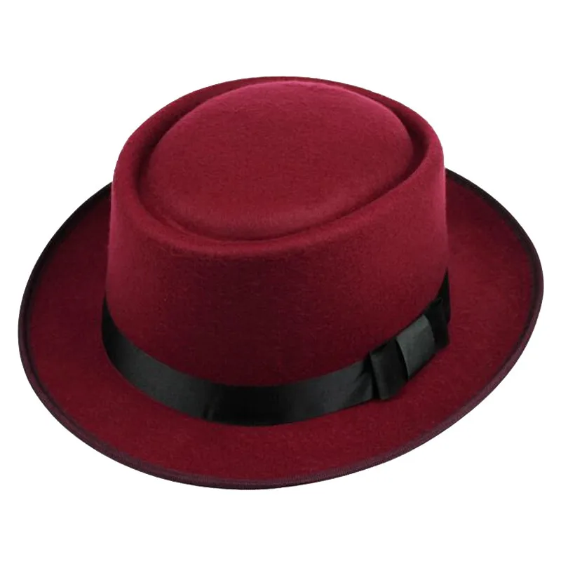 Wine Red Унисекс хлопковые фетровые федоры шапки для мужчин и женщин флоппи Трилби горячая Распродажа зимняя Панама винтажная леди Fedoras Панама Chapeu джаз шляпа - Цвет: Wine Red