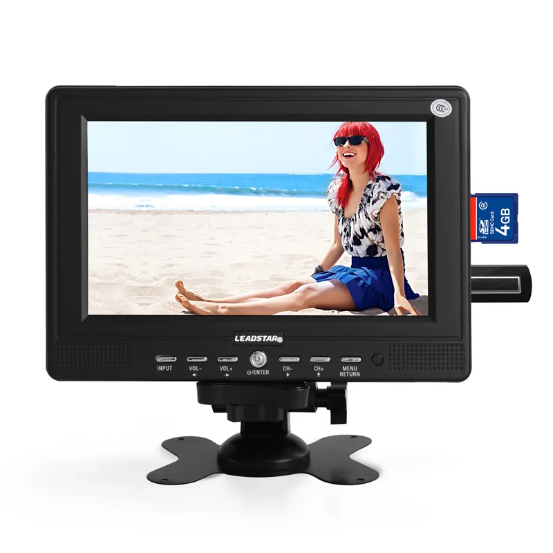 Модные Малый портативный 7 дюймов HD светодиодный телеэкран 234*428 AV ТВ USB без