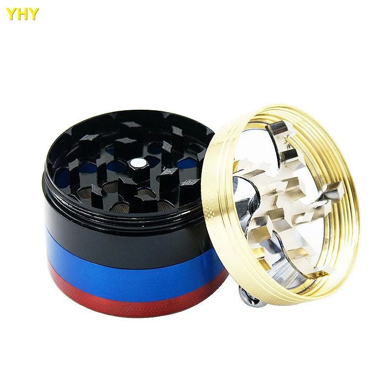 Табачная дробилка смешанных цветов 63*60мм 4 слоя Ручная цельнометаллическая дробилка для трав для курения.