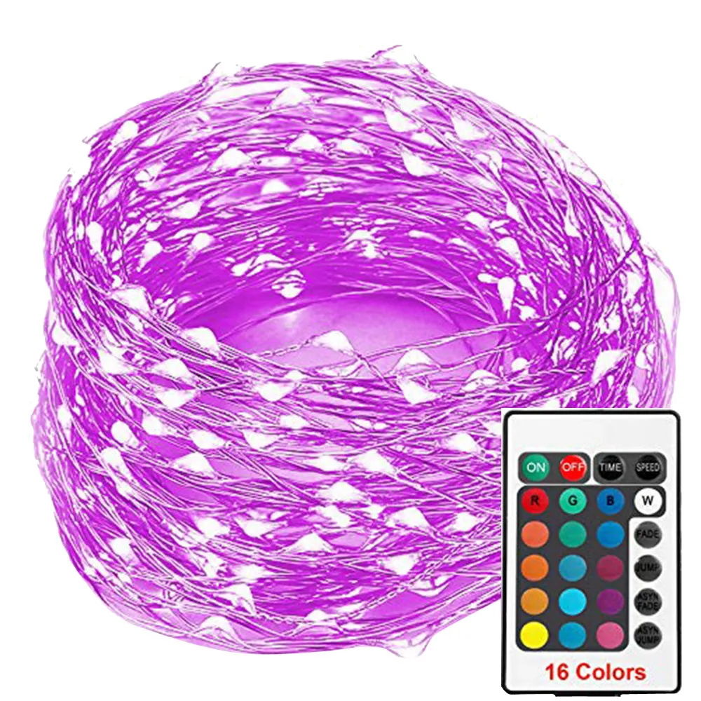 Purple 10 м/компл. Рождественский Декор гирлянды плагин-Мульти Цвет изменения 100 шт. светодиодный 16 видов Цвета с дистанционным управлением, новинка - Испускаемый цвет: Purple