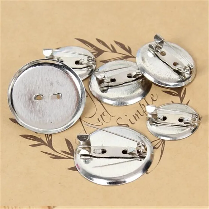 

BASEHOME 10pcs Brooch Blank Settings Cabochon Base Bezel For 20mm 25mm 30mm Cabochons Cameo DIY Brooches Findings