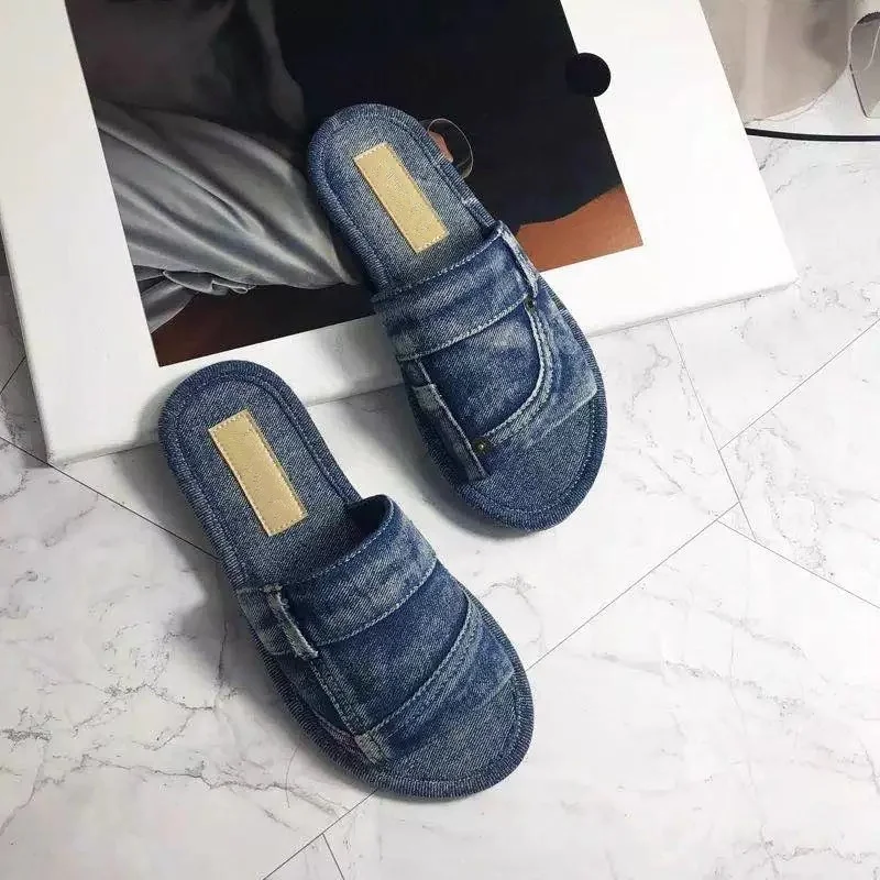 Брендовые Дизайнерские джинсовые женские тапочки Zapatos De Mujer сезон лето Новинка