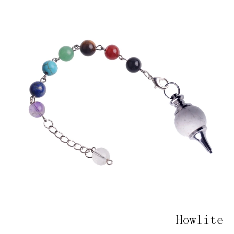 7 чакла рейки лечебные Натуральные полудрагоценные камни подвеска-Маятник из