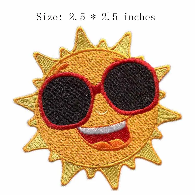 

Sunshine embroidery patch 2.5"wide/ /Wear glasses patch/self-adhesive/smiling