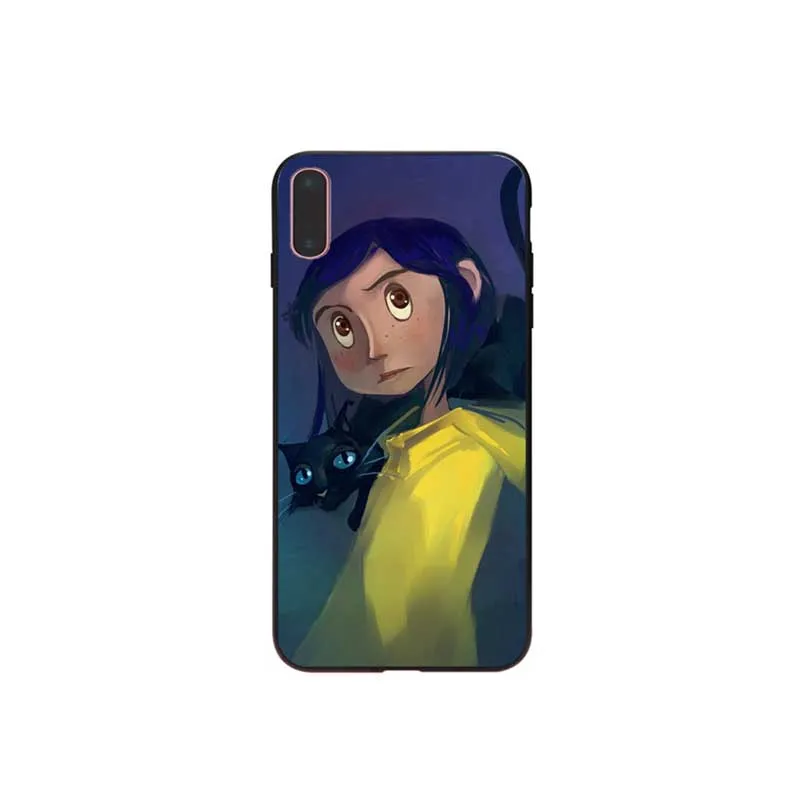 Черный мягкий чехол Coraline E La Porta Magica для телефона iPhone 7 8 6 6S Plus X XS MAX 5 5S SE XR