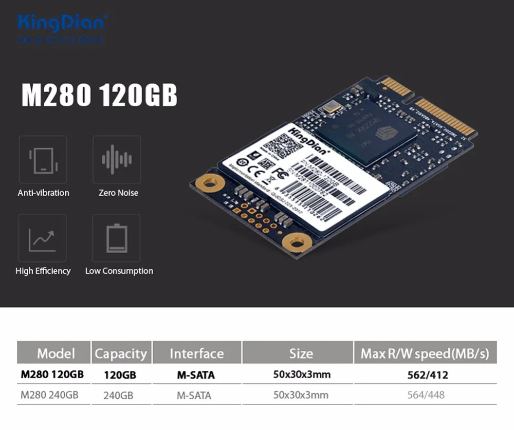 KingDian MSATA3 Внутренний твердотельный накопитель M280 120 ГБ M280 240 ГБ SSD