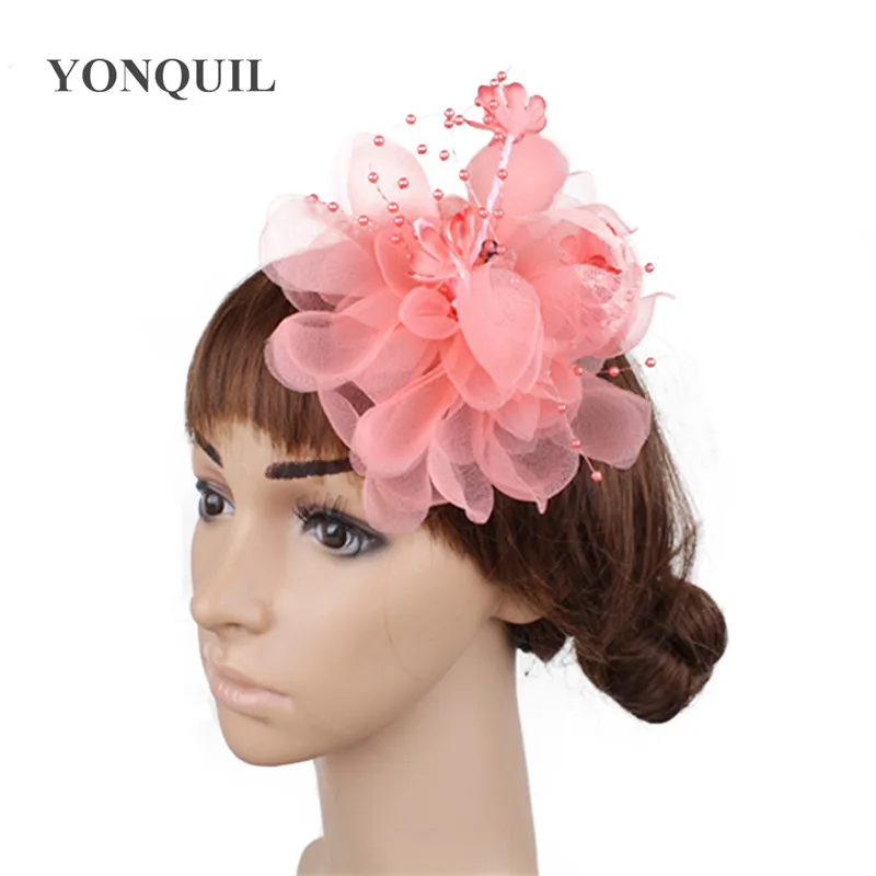 

Polyester fashion party floral fascinators wedding race headwear with clips for women ladies royal event hair accessories SYF443