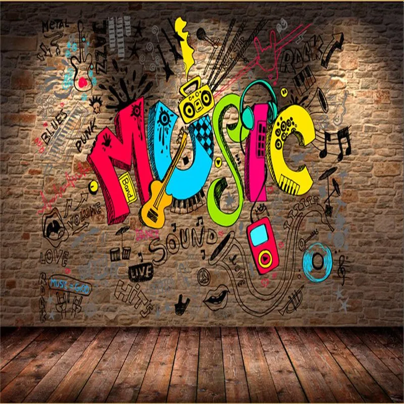 Обои beibehang с изображением кирпичей для гостиной алфавита музыки ресторана кафе