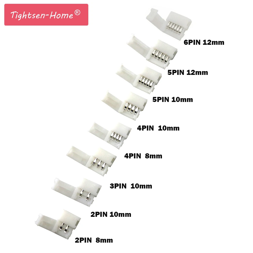 5 шт. светодиодные ленты разъемы 2pin 8 мм/2pin 10 мм/4pin 10 мм/5pin 10 мм/5pin 12 мм/6pin 12 мм сварочный разъем для полосы
