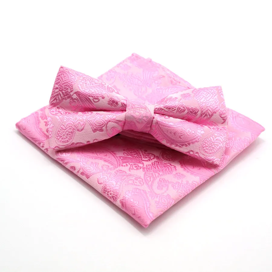 BWF-05 Classic Men's Floral Paisley Pocket Square Bows Tie Set Adjustable Handkerchief Bowtie Sets Wedding Party Necktie Hanky Lot - Цвет: BWF-05