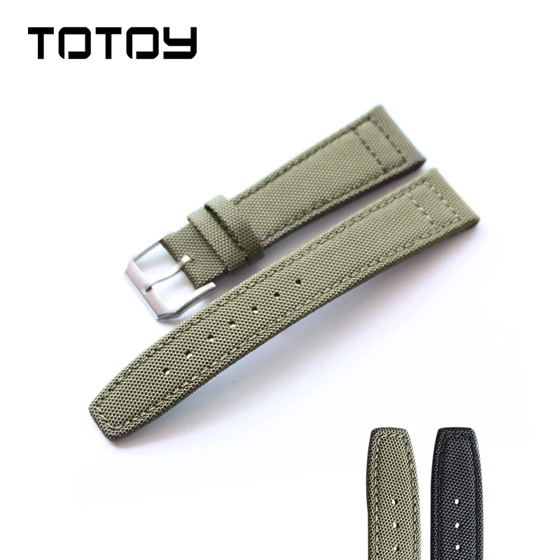Ремешки для часов TOTOY из парусины и кожи Мягкие Кожаные наручных 20 мм 21 22 подходят