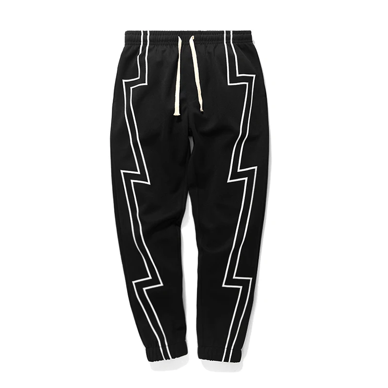 2018 осень High Street wear светоотражающие полосы экран брюки с принтом мужчины в стиле