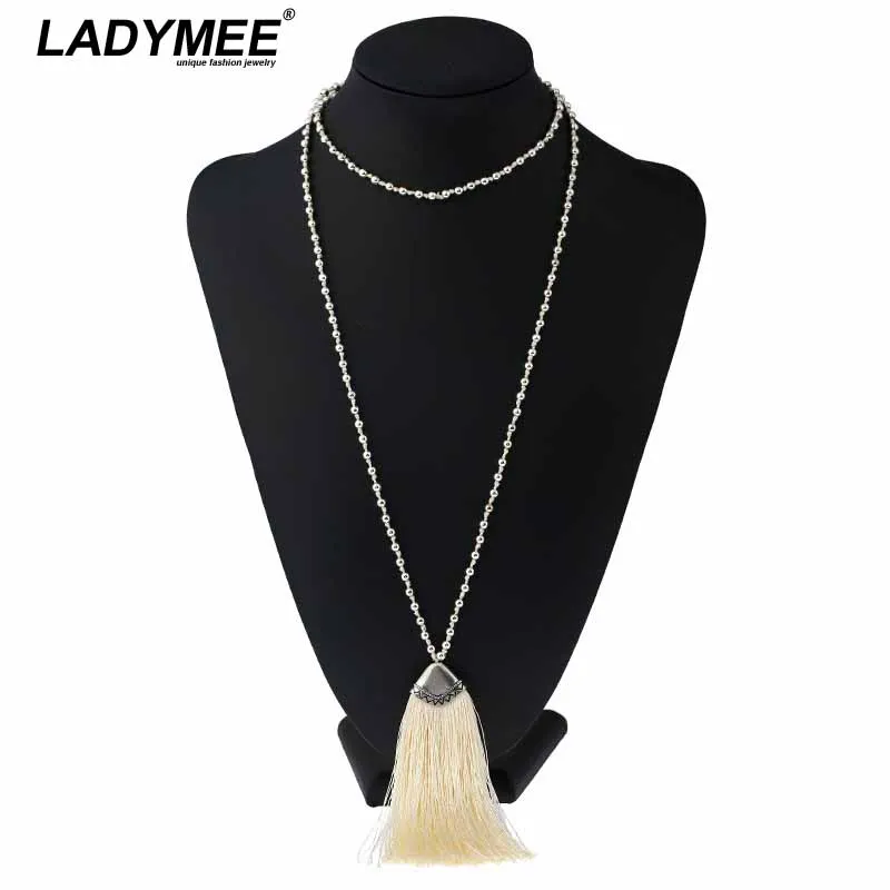 LADYMEE Pendant Necklace Choker Elegant Simple Design Bohemain Boho Fashion Long Tassel Necklaces Pendants Colier Women Jewelry | Украшения