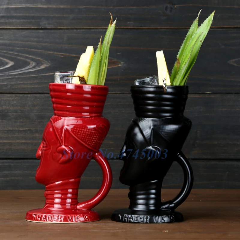 Tiki Mug Hawaii Cocktail Cup Beer Wine Coffee Porcelain Ceramic Mugs Art Crafts Creative 300ml Beverage Easter Islander Bar | Дом и сад