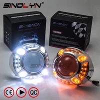 sinolyn led lights angel eyes bi xenon projector lens for h7 h4 headlight turn signal switchback drl car lenses car accessories
