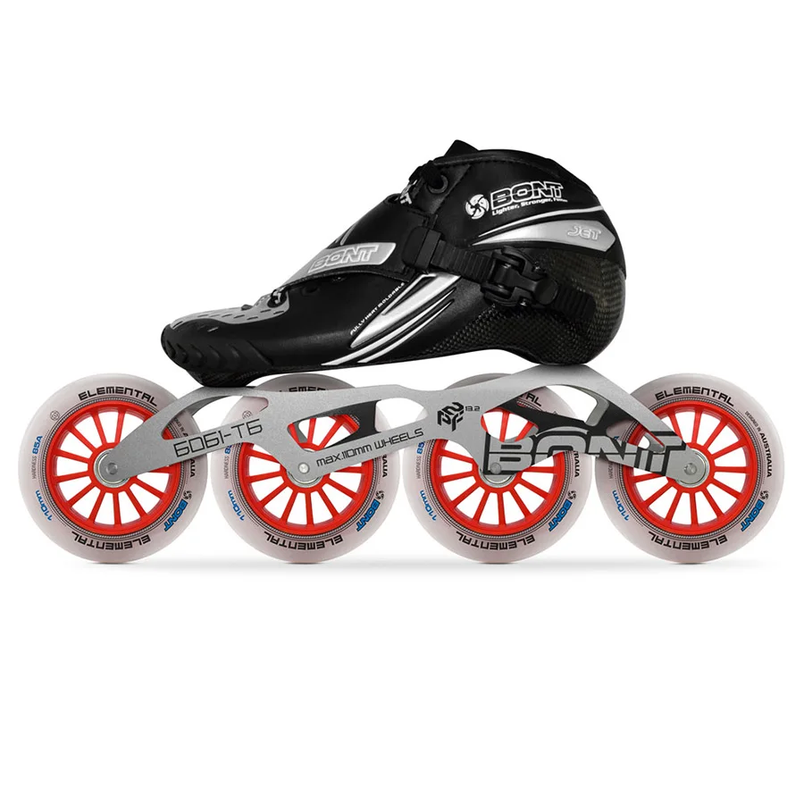 

2019 Original Bont Jet 2PT Speed Inline Skates Heatmoldable CarbonFiber 4*90/100/110mm 6061 Frame Elemental Wheels Skate Patines