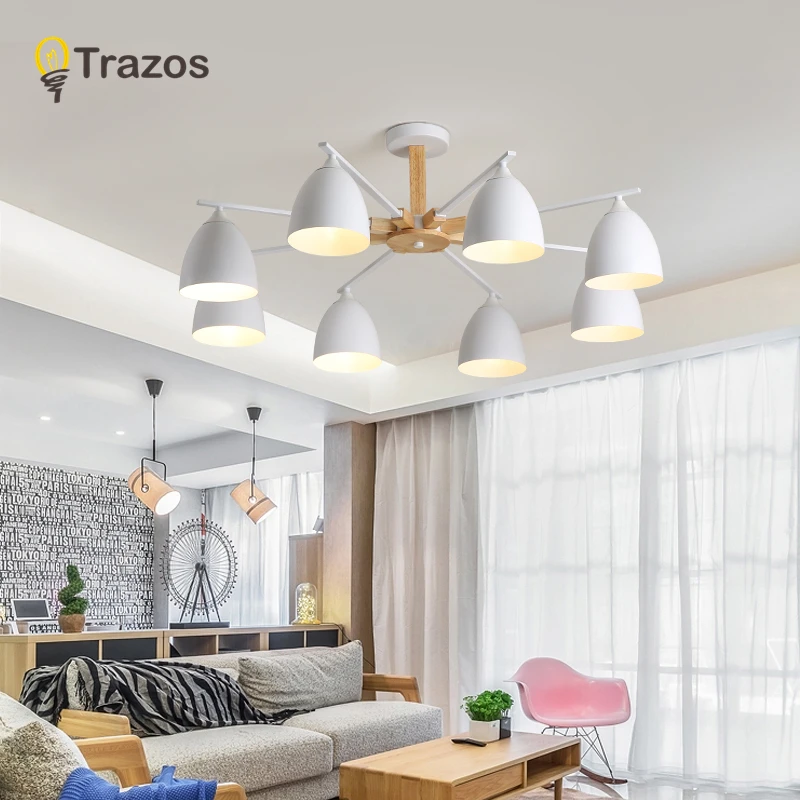 TRAZOS Nordic 220V светодиодный потолочная люстра с металлический абажур для Гостиная E27