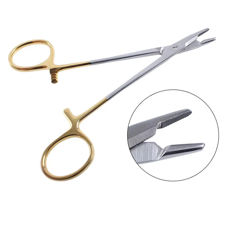 Держатель для игл с золотыми ручками игольчатый зажим хирургический шовный