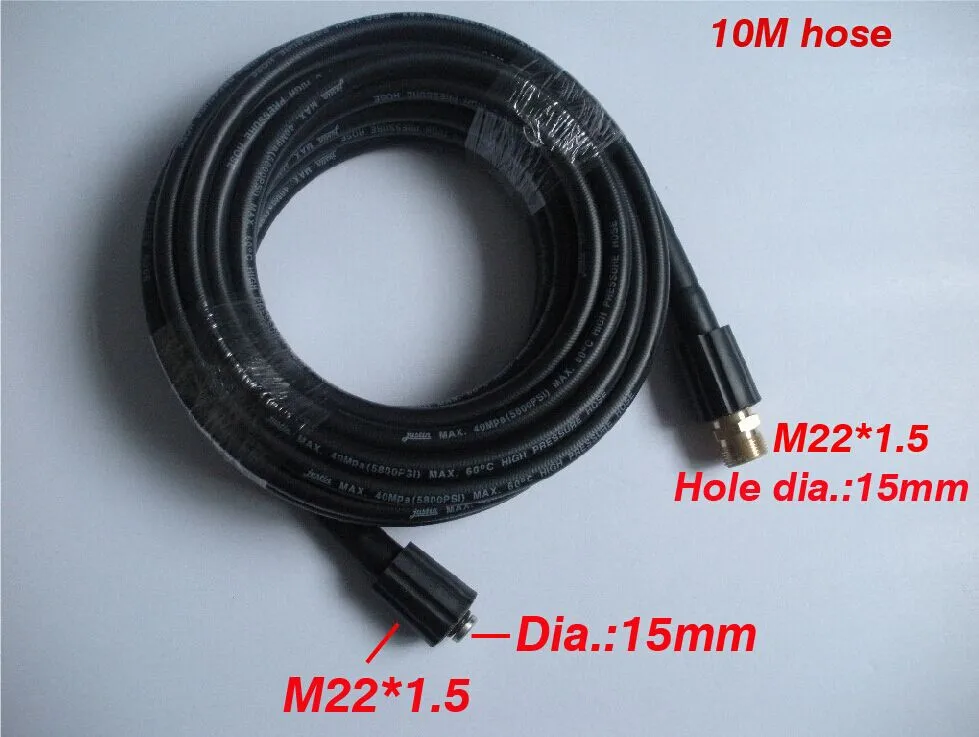 Шланг для автомойки 10 м 400 бар 5800PSI два конца M22 * 1 5*15 мм с бесплатным разъемом шланг