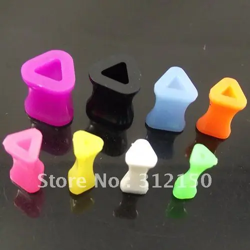 

120pcs Free Shipping plastic small Wholesale triangle Acrylic Ear Taper Stretchers Ear Plug UV body Jewelry Flesh Tunnel