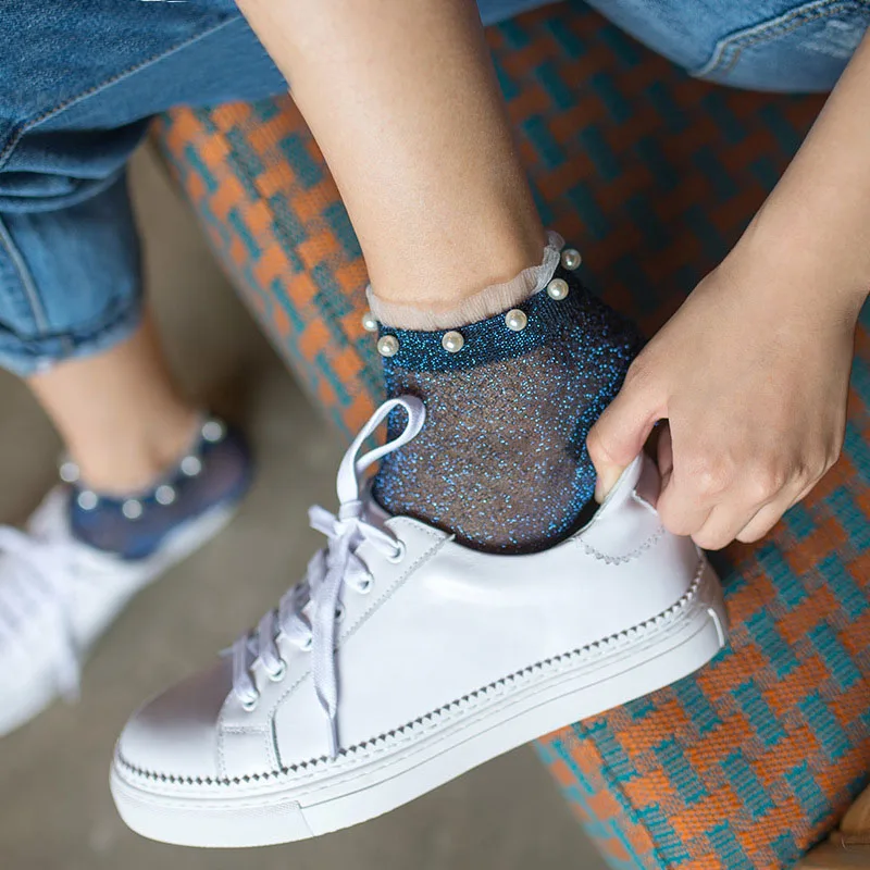 Коллекция 2017 года японские модные блестящие короткие носки женские летние в