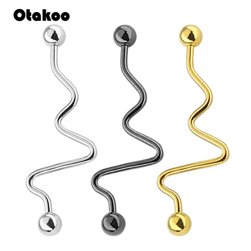 Otakoo хирургические стальные витые спиральные промышленные серьги для пирсинга