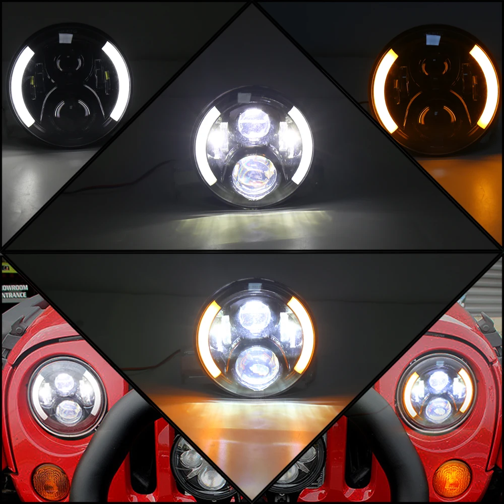 7 дюймовая светодиодная фара с DRL ближним и дальним светом H4 дюймов Faros для Land Rover